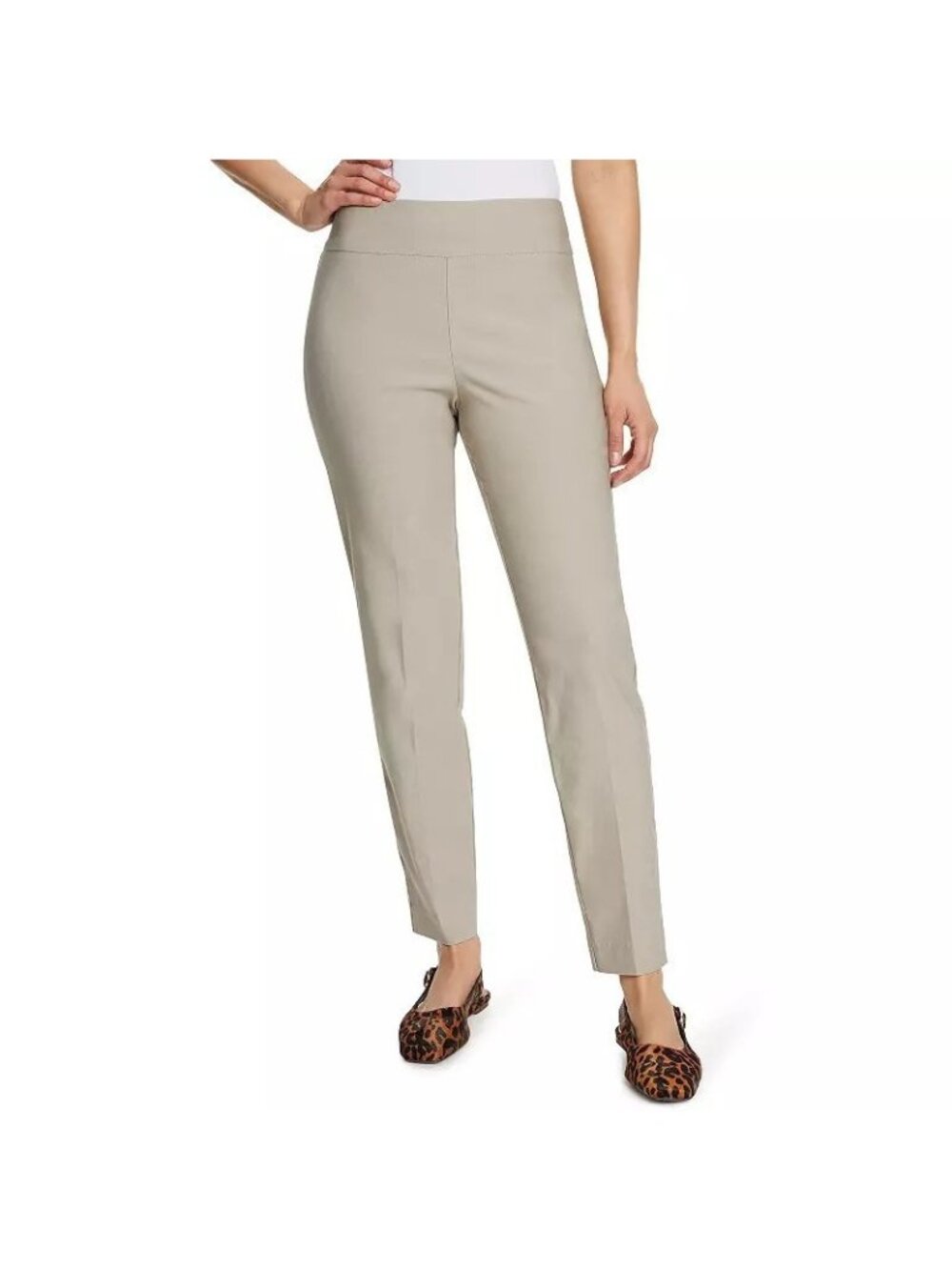 Gloria Vanderbilt Slimming Pull-On Trousers Gray Harvest Petite Size 14P Short